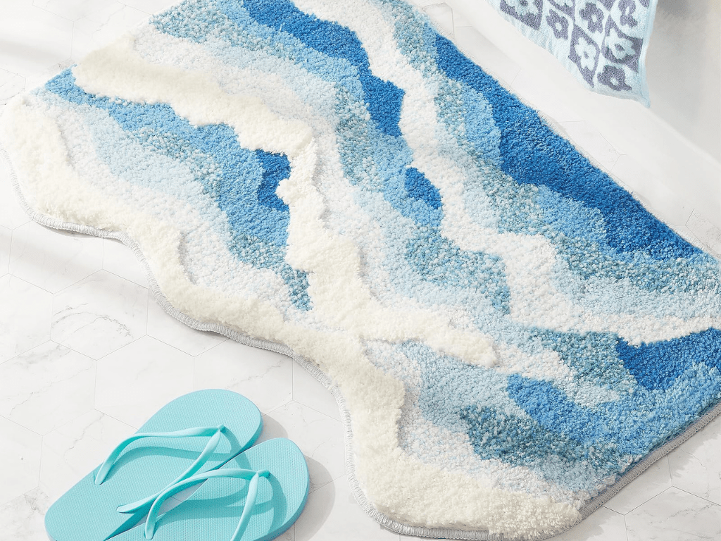 Blue Ocean Wave Bath Mat