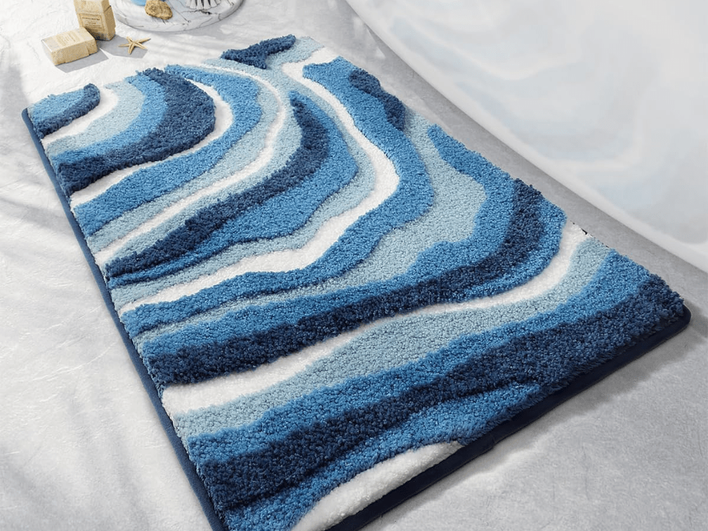 LUMI Blue Bath Mats,Soft and Absorbent Bathroom Rugs