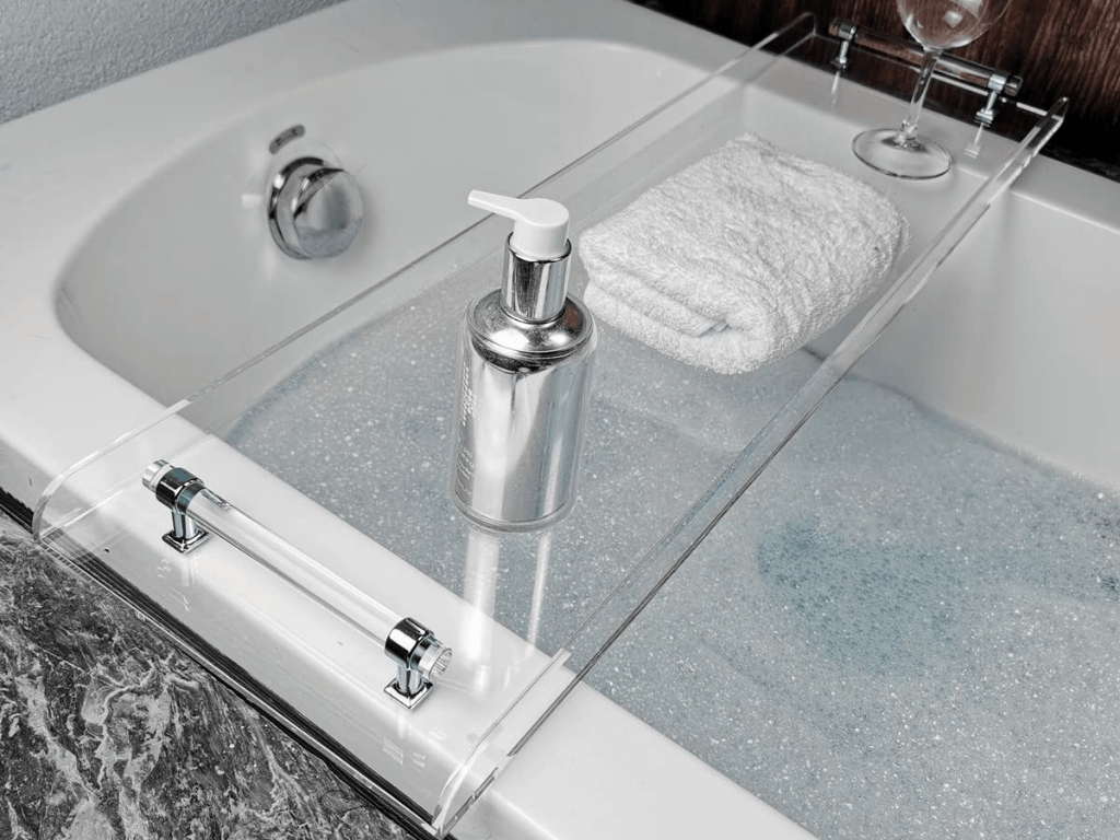Silver Handles Luxury Bathtub Tray