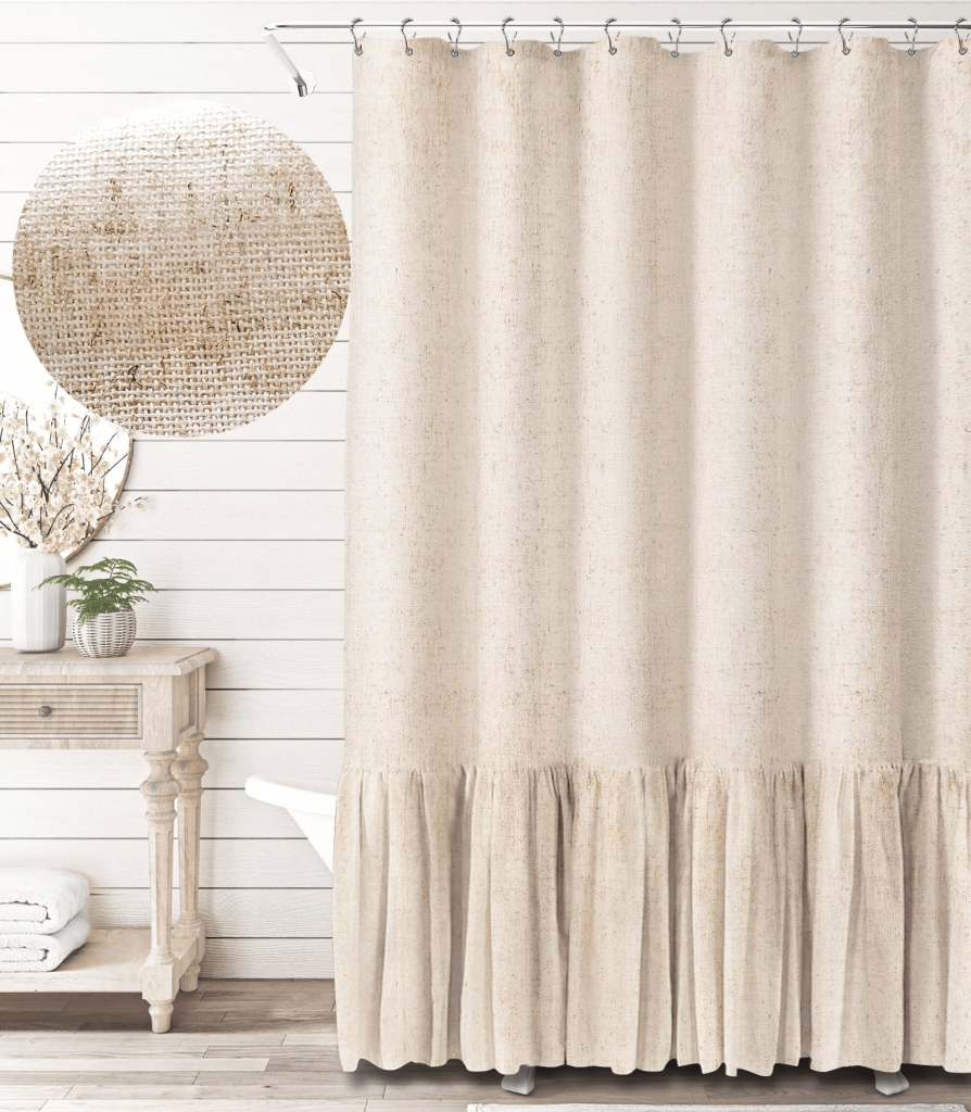 Linen Ruffle Shower Curtain