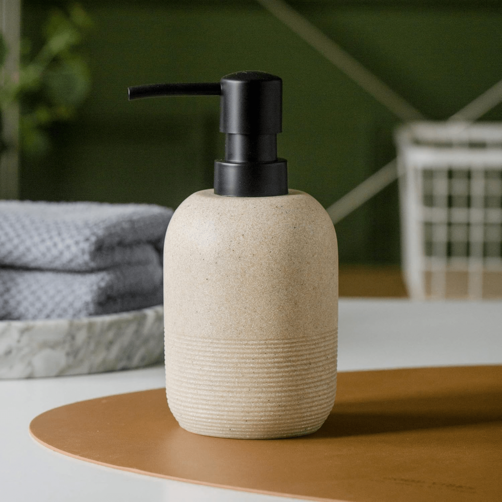 Matching Beige Soap Dispenser Set