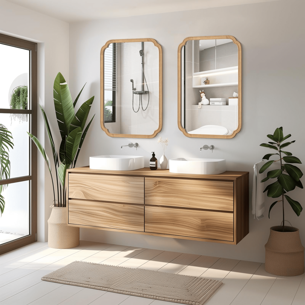 HOMECOOKIN Wood Mirror with Rounded Edges