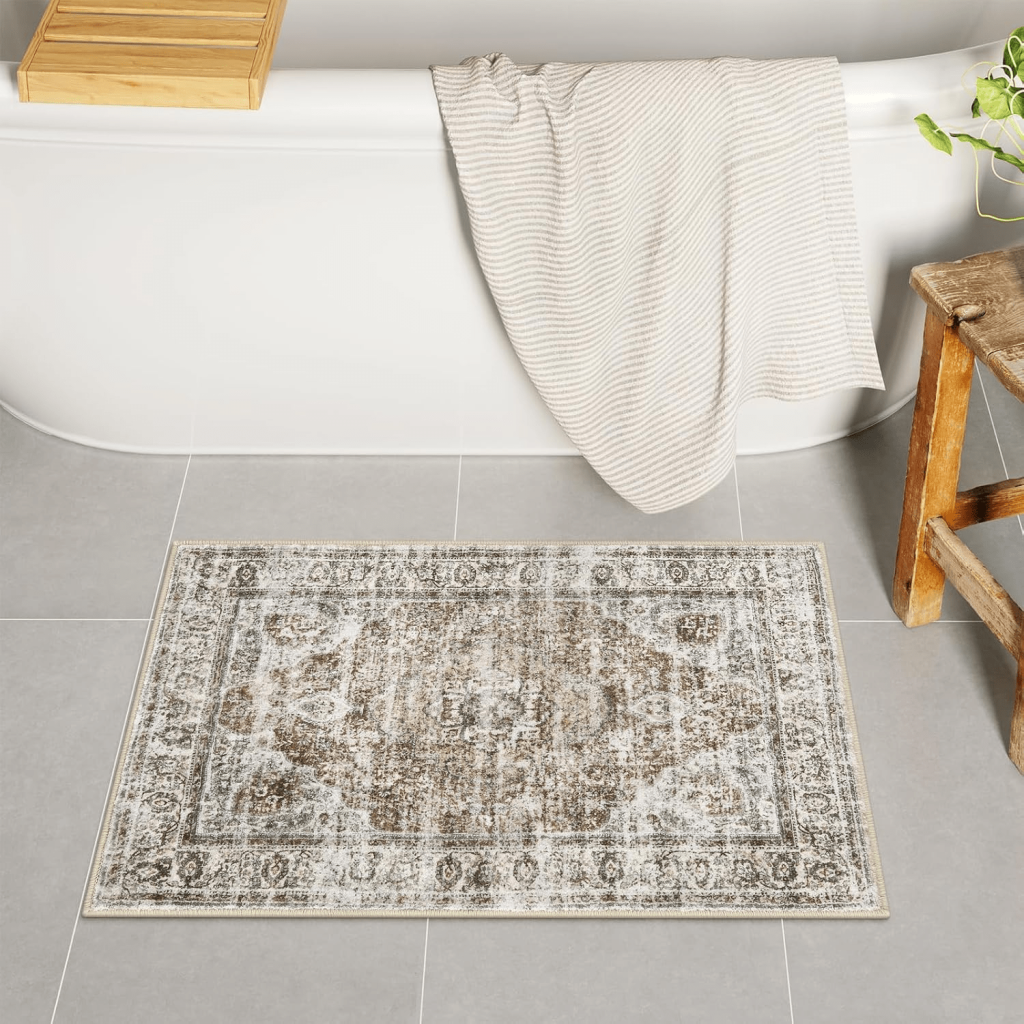 Distressed Farmhouse Khaki Bath Mat
